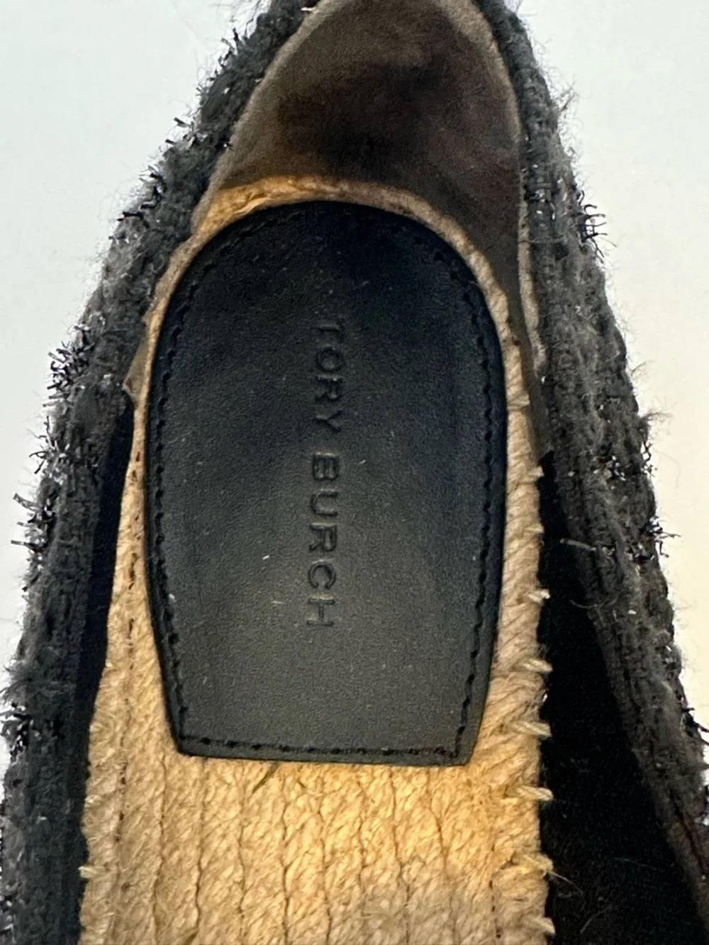 Tory Burch Black Pearl-Embellished Espadrille Flats Size 6.5